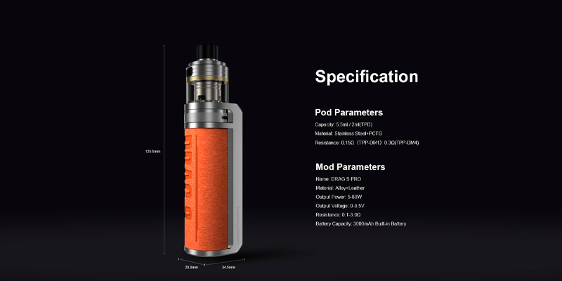 Pod – Mod Drag S Pro Voopoo | Tapervaper Caracteristicas de