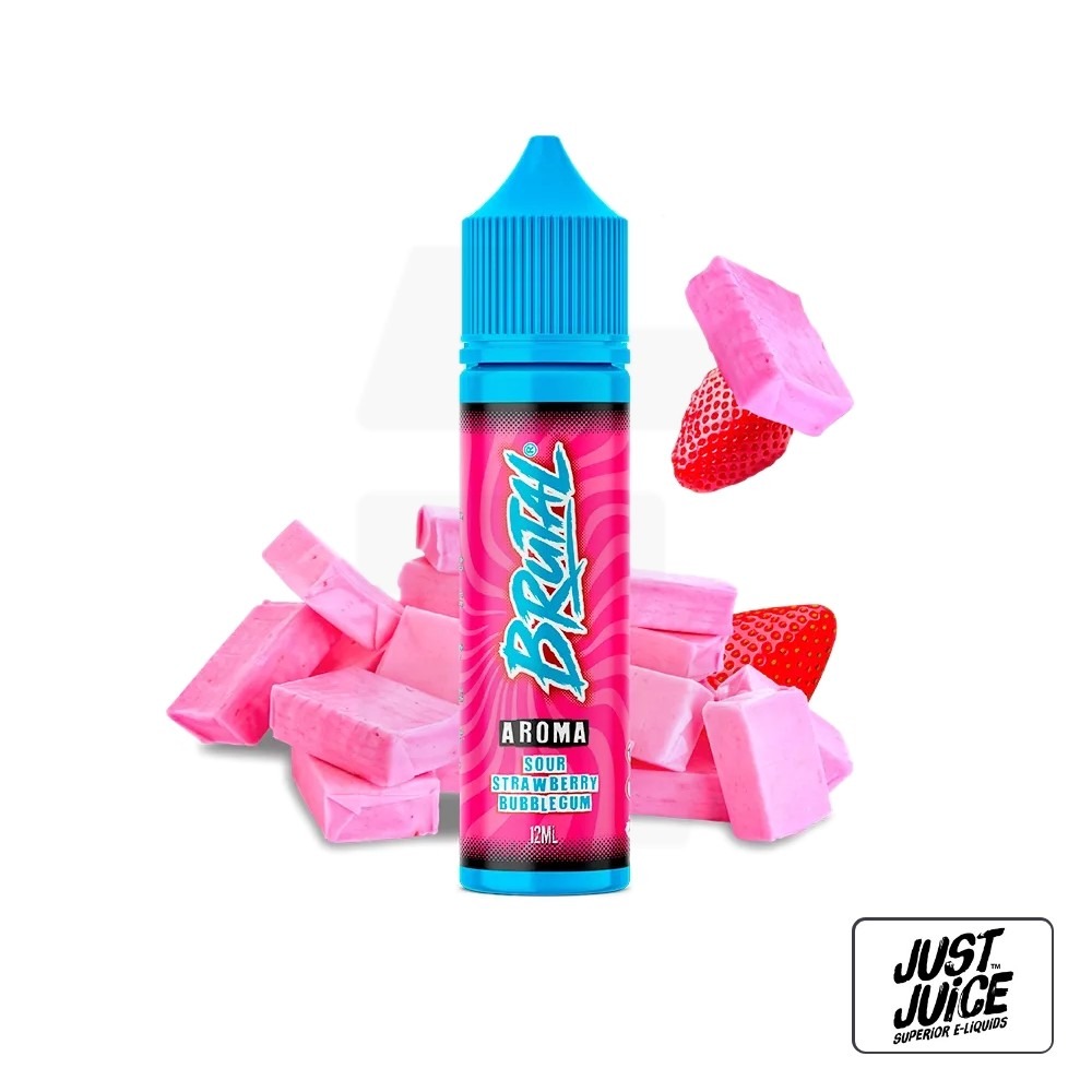 Aroma Sour Strawberry Bubblegum 12Ml (Longfill) - Brutal By Just Juice | Tapervaper Aroma Sour Strawberry Bubblegum 12ml (Longfill) - Brutal By Just Juice