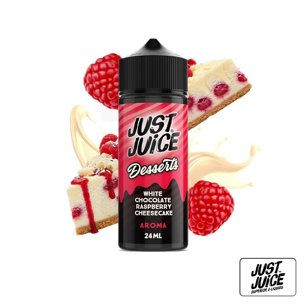 Aroma Desserts White Chocolate Raspberry Cheesecake 24Ml (Longfill) - Just Juice | Tapervaper Aroma Desserts White Chocolate Raspberry Cheesecake 24ml (Longfill) – Just Juice
